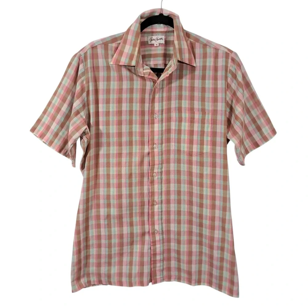 Vintage Shirt Jordan Christophe Mens Size Medium Plaid 80s Lightweight‎ Sheer